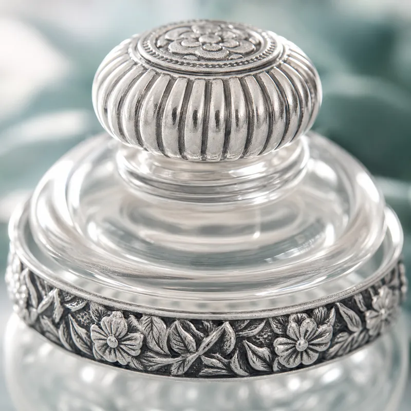 Peacock-Finial Footed Boat Bowl (1345g) — oxidised regal footed bowl - alternate view - 925 Sterling Silver