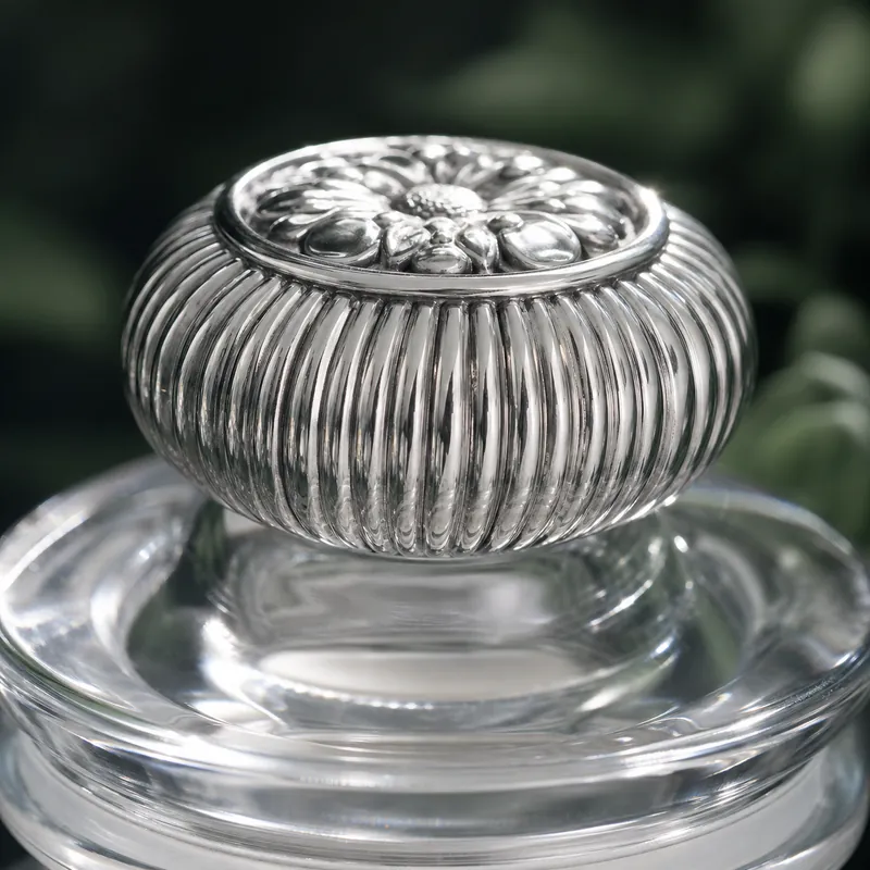 Silver-Band Tumbler Set of 6 with Wooden Tray — Floral-Scroll — glass & silver drinkware set - alternate view - 925 Sterling Silver