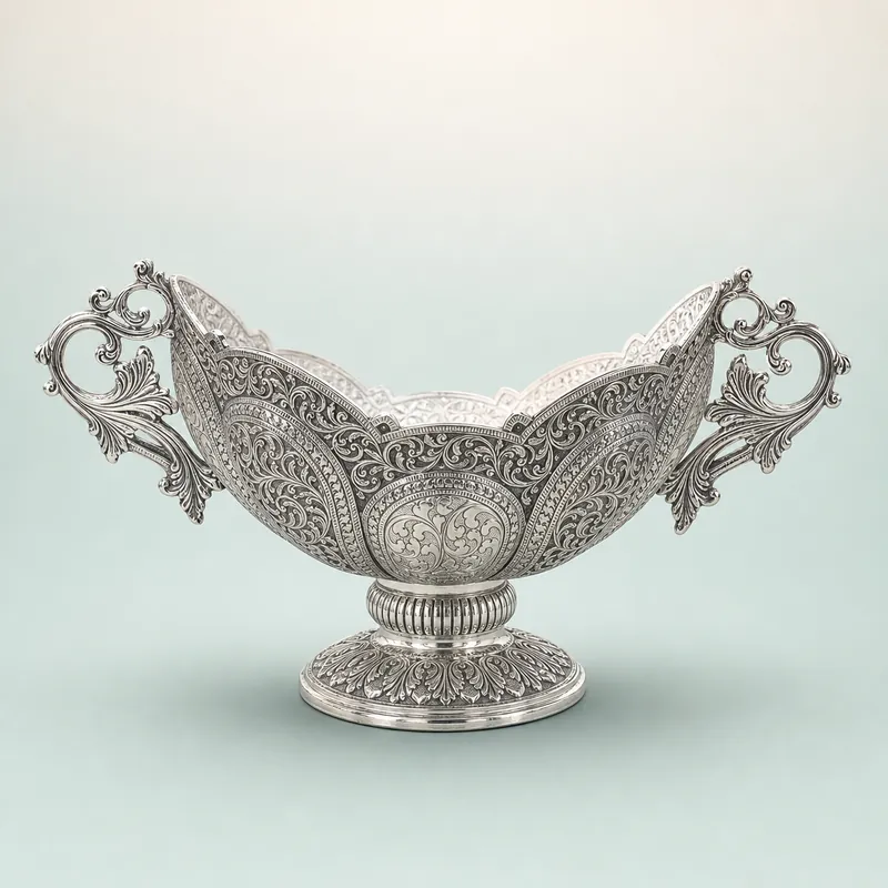 Silver Fruite Basket / Bowl - front - 925 Sterling Silver