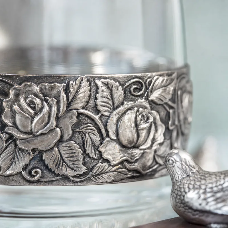 Songbird Rose-Band Tumbler Set of Six with Tray — barware set - alternate view - 925 Sterling Silver