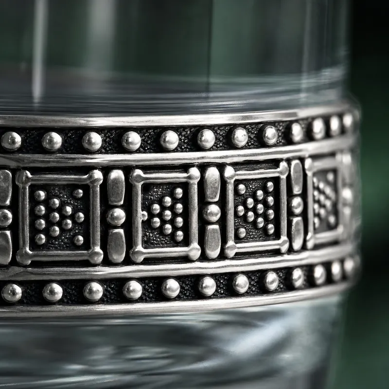 Tribal Panel-Band Tumbler Set of Six with Tray — barware set - alternate view - 925 Sterling Silver
