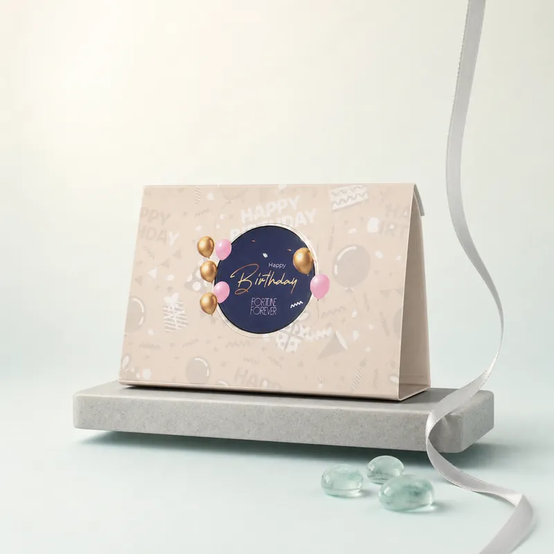 "Happy Birthday" Balloon Gift Box — Colour-Printed Birthday Coin - detail - 925 Sterling Silver