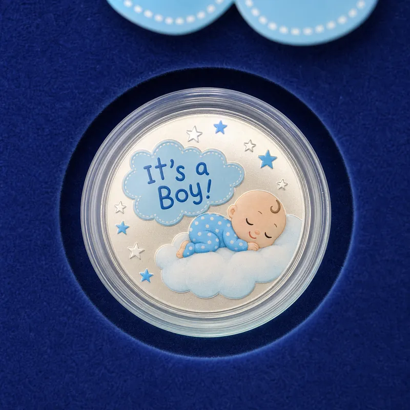 "Tiny Wonder, Endless Joy" Baby Gift Box — "It's a Boy!" Coin - alternate view - 925 Sterling Silver