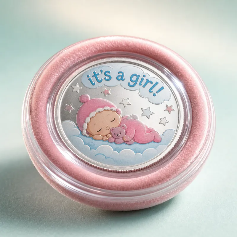 Pink "Tiny Wonder, Endless Joy" Baby-Girl Coin Gift Box - alternate view - 925 Sterling Silver