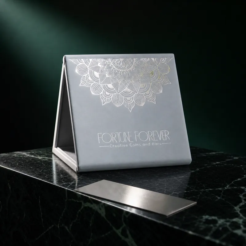 Silver-Foil Mandala Square Gift Box with "Congratulations" Couple Coin - detail - 925 Sterling Silver