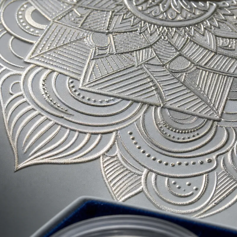 Silver-Foil Mandala Square Gift Box with "Congratulations" Couple Coin - alternate view - 925 Sterling Silver