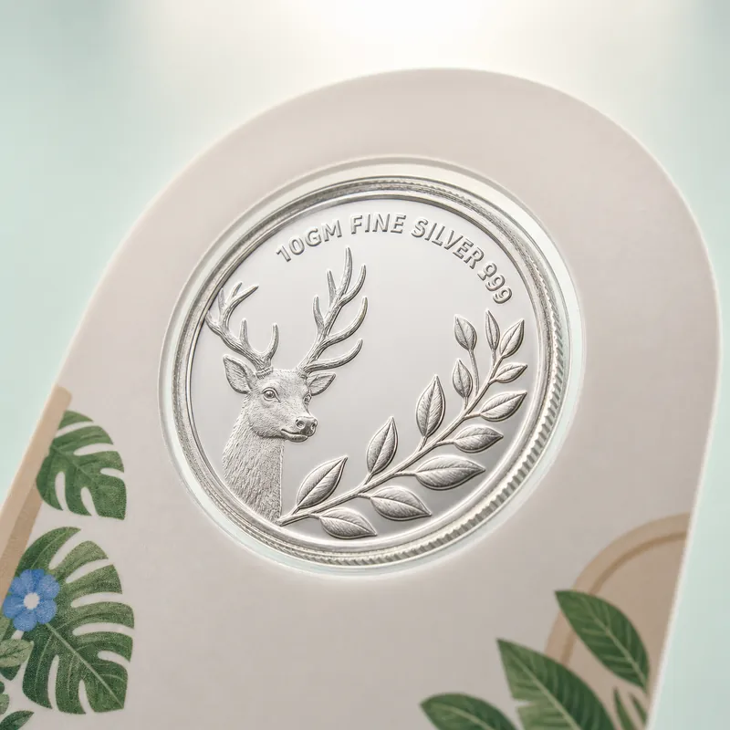 Tropical Peacock Arch Coin Card · 10 g Fine Silver 999 - alternate view - 925 Sterling Silver