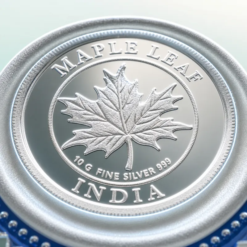 Blue Rosette Award-Ribbon Coin Holder — Maple Leaf 10 g - alternate view - 925 Sterling Silver