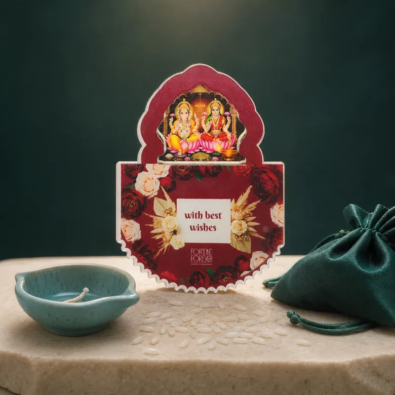 Ganesha & Lakshmi Rose-Wreath Acrylic Standee - detail - 925 Sterling Silver