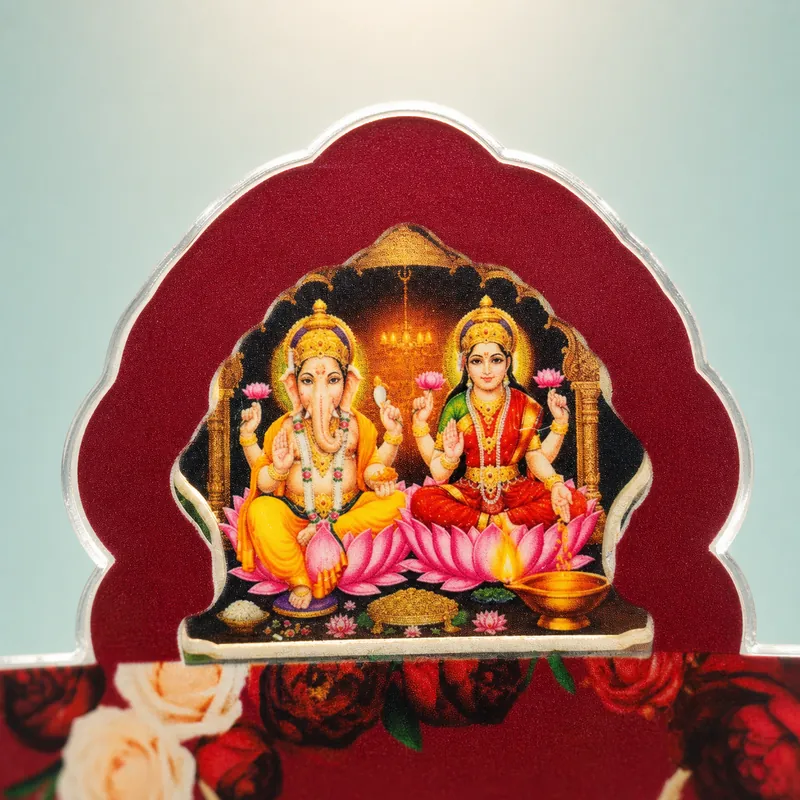 Ganesha & Lakshmi Rose-Wreath Acrylic Standee - alternate view - 925 Sterling Silver