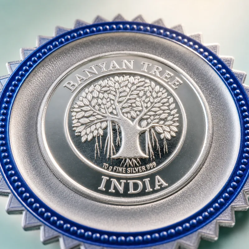 Blue Rosette Award-Ribbon Coin Holder — Banyan Tree 10 g - alternate view - 925 Sterling Silver
