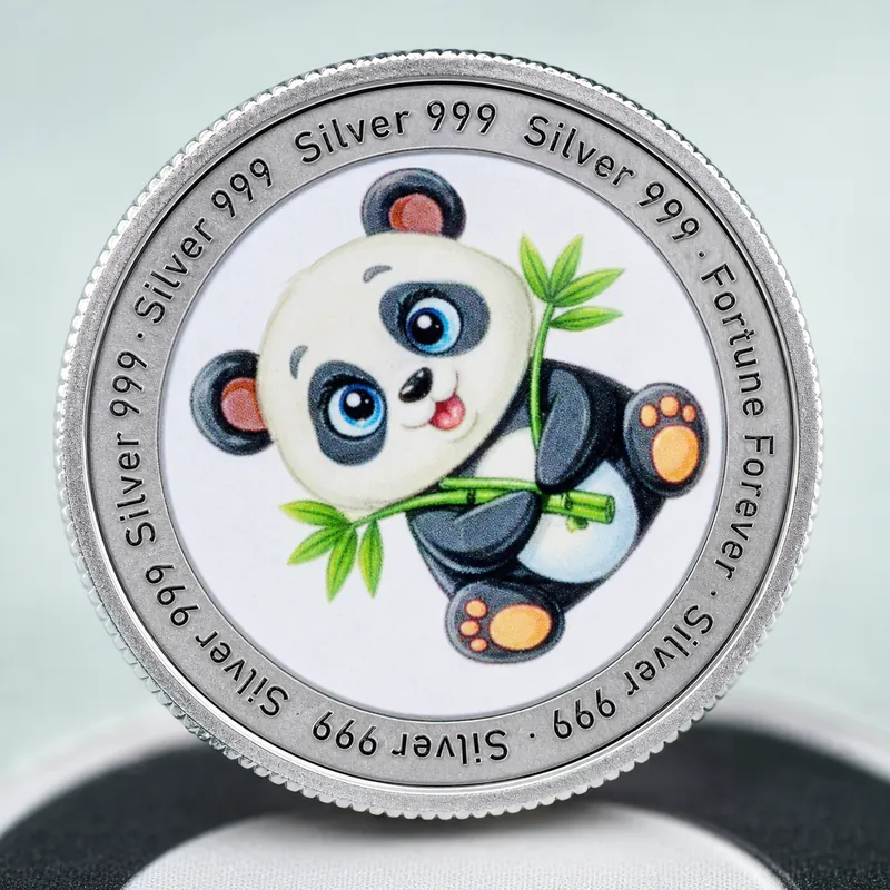 Panda Die-Cut Card with Colour-Printed Baby-Panda Silver Coin - alternate view - 925 Sterling Silver