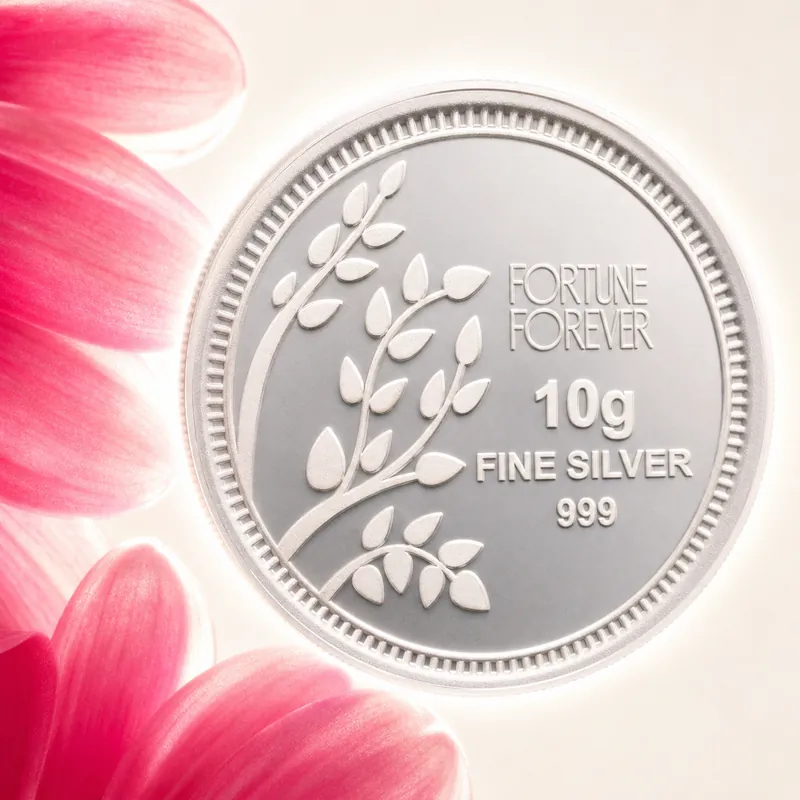 Pink Gerbera Daisy Card with 10g Fortune Forever Branch Coin - alternate view - 925 Sterling Silver