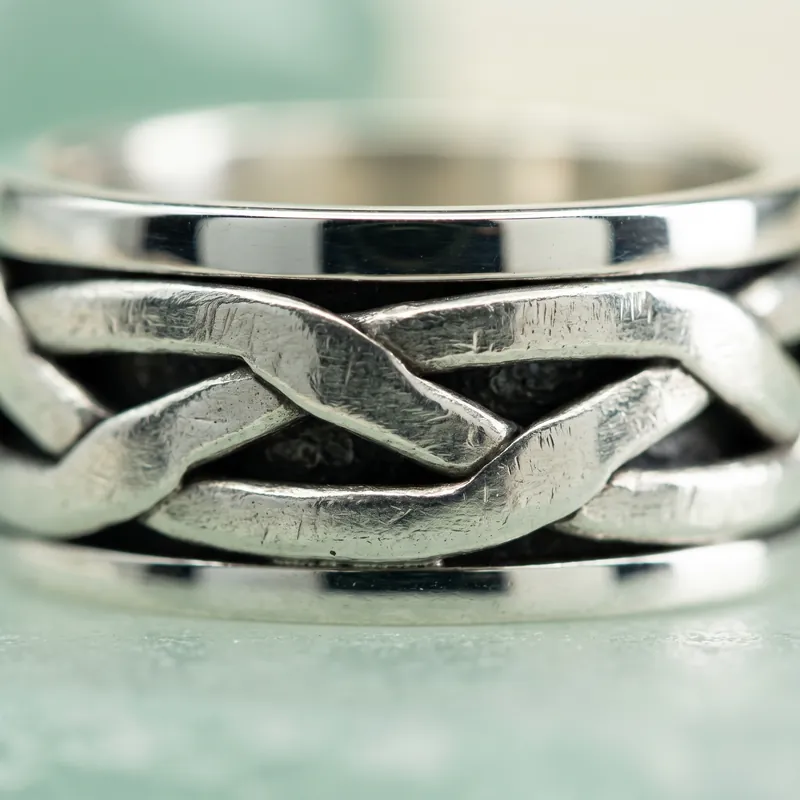 Braided Spinner Wide Band (bright mirror-polished silver) - view 4 - 925 Sterling Silver