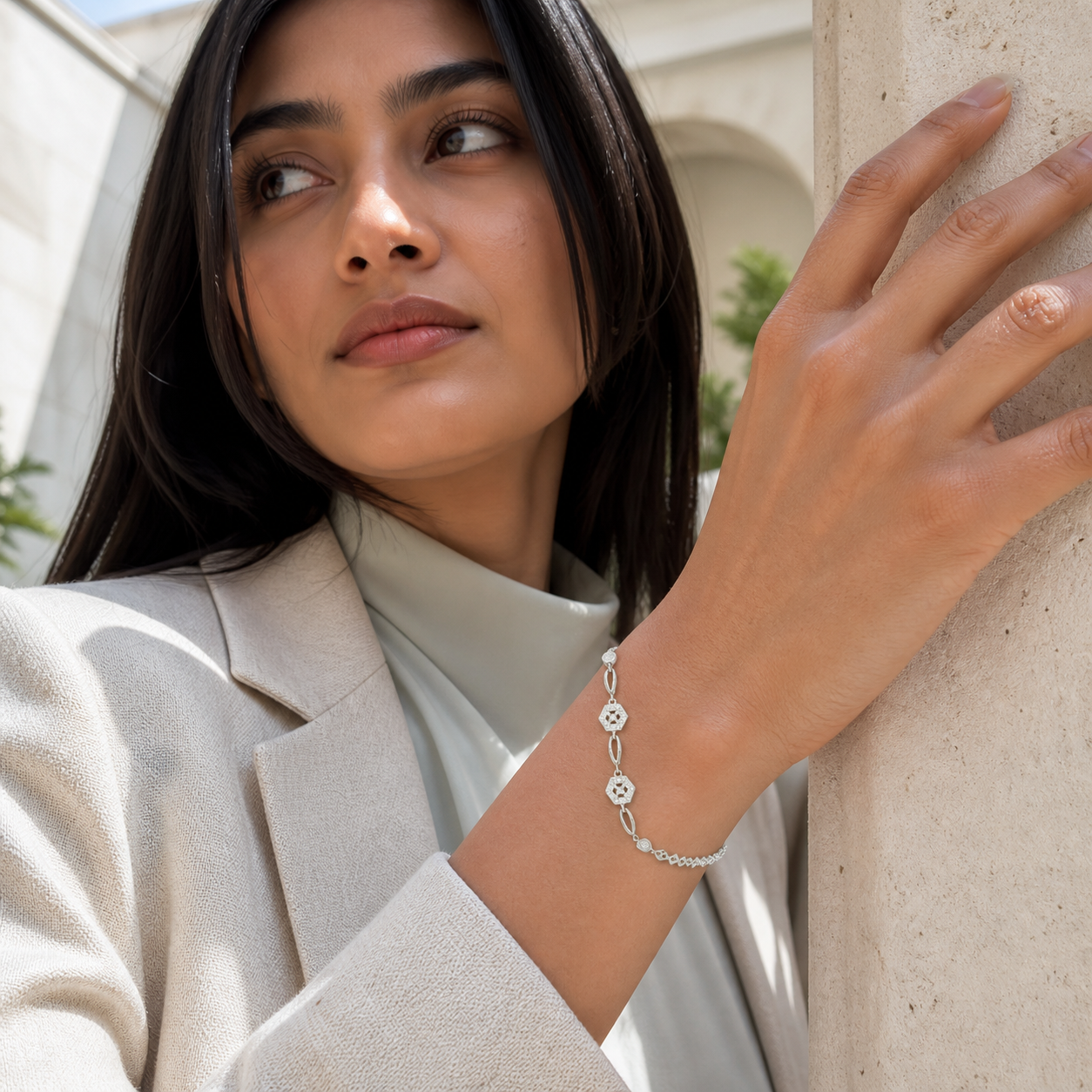 Flat Curb-Chain Silver Bracelet (bright mirror-polished silver · no stones) - alternate view - 925 Sterling Silver