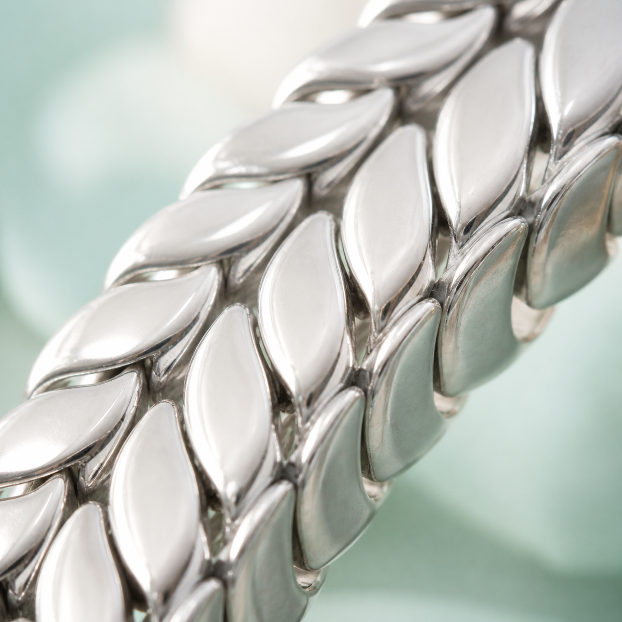 Chevron Herringbone Woven Chain Bracelet (bright polished silver) - view 4 - 925 Sterling Silver