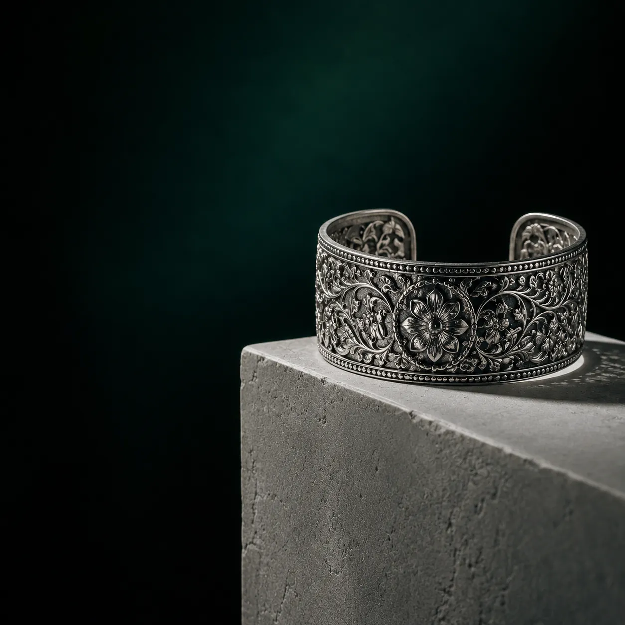 Handcrafted sterling silver cuff styled for the premium gift edit